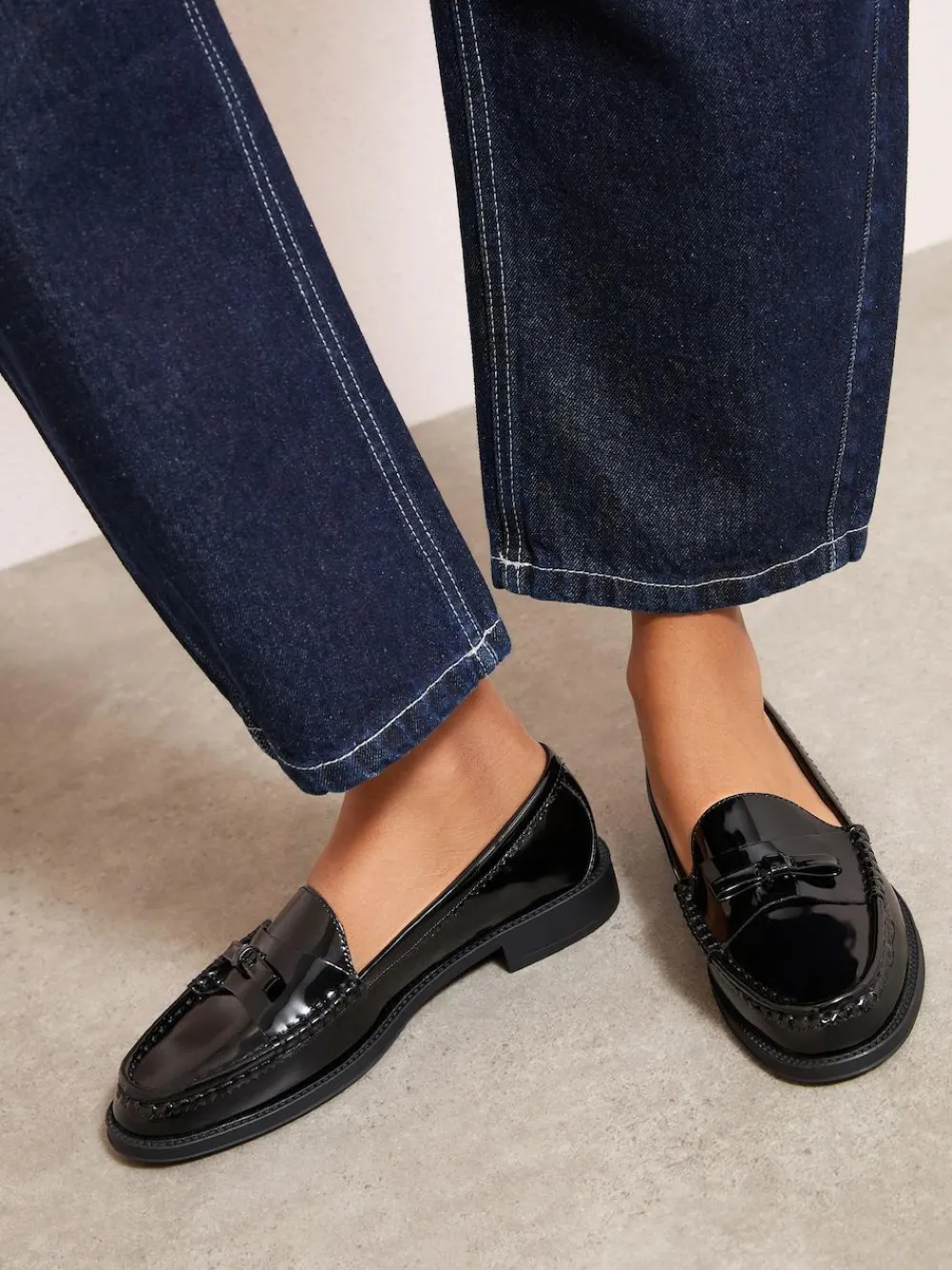 Friends Like These Patent Faux Leather Comfort Bow Smart Loafers^Women Flats