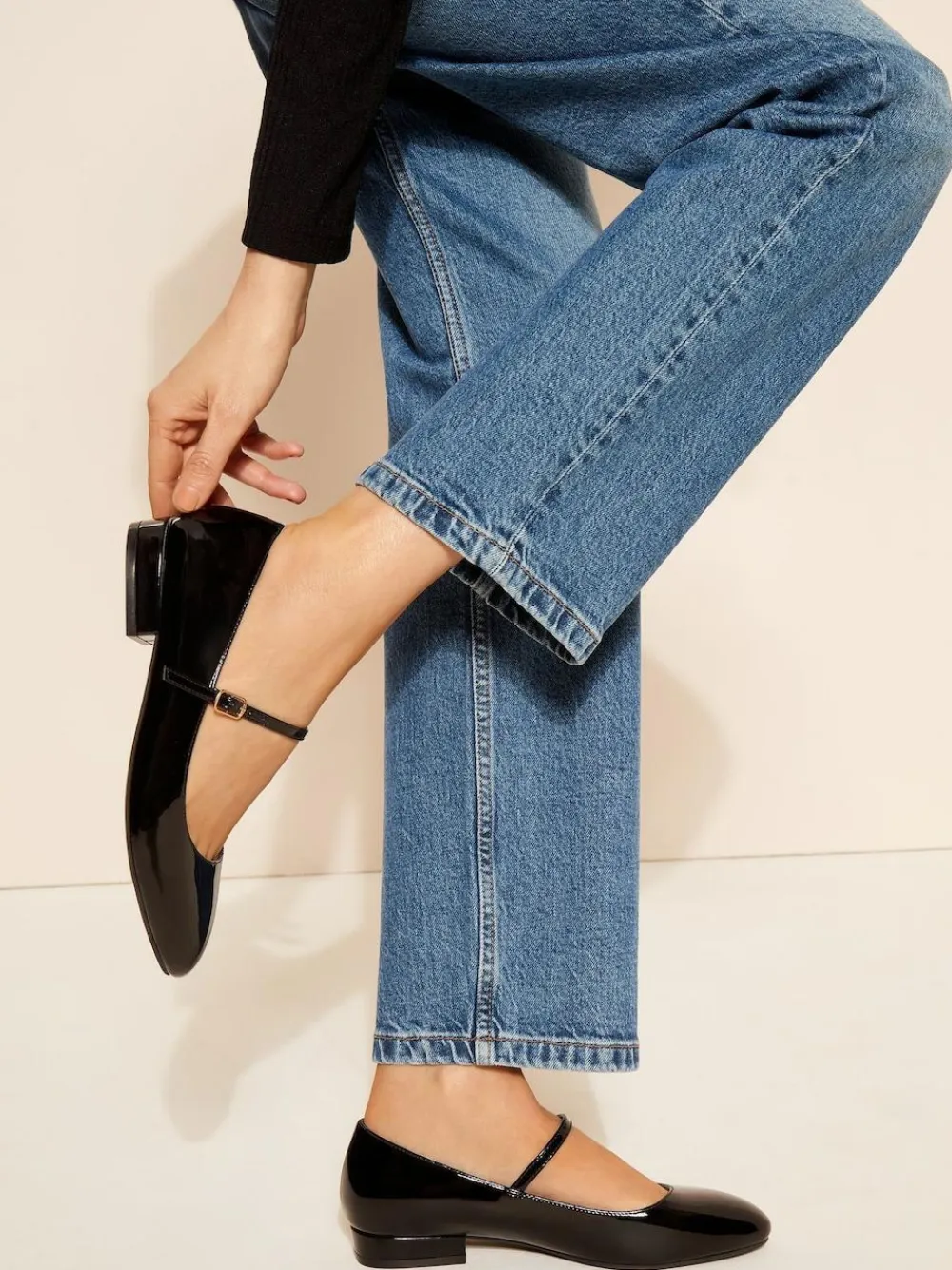 Best Friends Like These Black Standard Fit Round Toe Mary Jane Faux Leather Patent Ballerinas