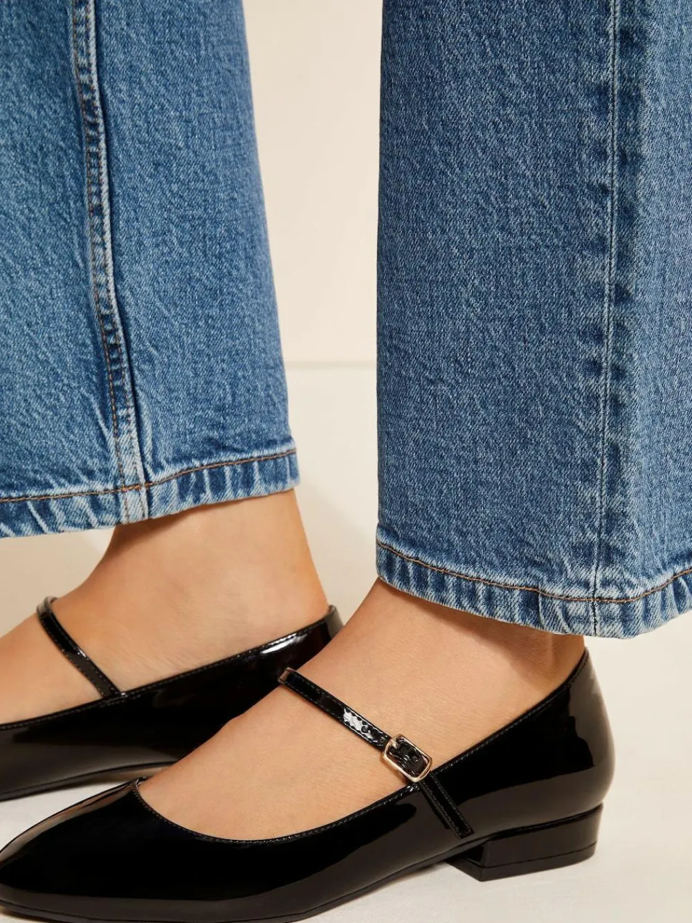 Best Friends Like These Black Standard Fit Round Toe Mary Jane Faux Leather Patent Ballerinas