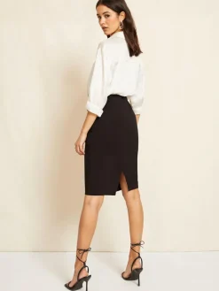 Friends Like These Black Sculpting Stretch Knee Length Midi Skirt