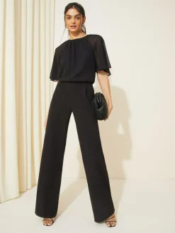 Friends Like These Chiffon Flutter Sleeve Scuba Jumpsuit^Women Jumpsuits & Playsuits