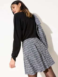 Discount Friends Like These Blue Boucle Pleated Mini Skirt