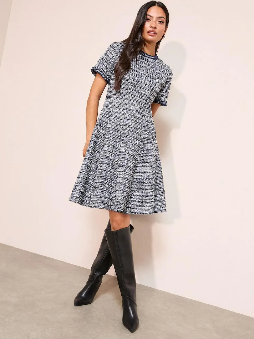 Friends Like These Blue Boucle Mini Dress^Women Dresses