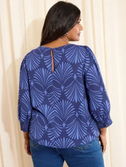 Friends Like These Curve 3/4 Sleeve Shirred Cuff Blouse^Women Blouses & Shirts