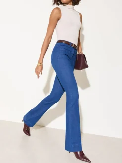 Sale Friends Like These Petite High Waist Pocket Flare Jeans Blue