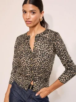 Outlet Friends Like These Animal Dome Button Cardigan Brown