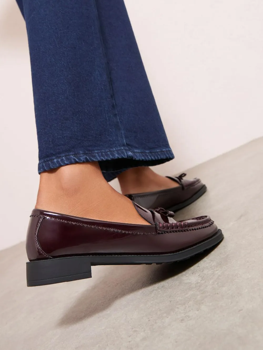 Friends Like These Patent Faux Leather Comfort Bow Smart Loafers^Women Flats