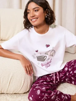 New Friends Like These Burgundy Red Breakfast Club Short Sleeve Pyjamas