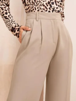 Friends Like These Camel Premium Elastic Back Tailored Wide Leg Trousers