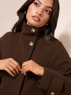 Friends Like These Funnel Neck Button Front Mid Length Coat^Women Coats & Jackets|Coats & Jackets