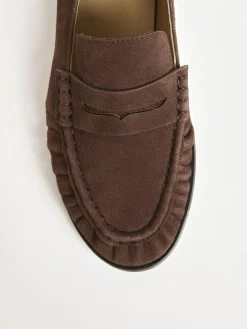 Hot Friends Like These Flat Ruched Comfort Slip On Penny Loafers Chocolate Brown