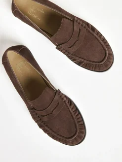 Hot Friends Like These Flat Ruched Comfort Slip On Penny Loafers Chocolate Brown