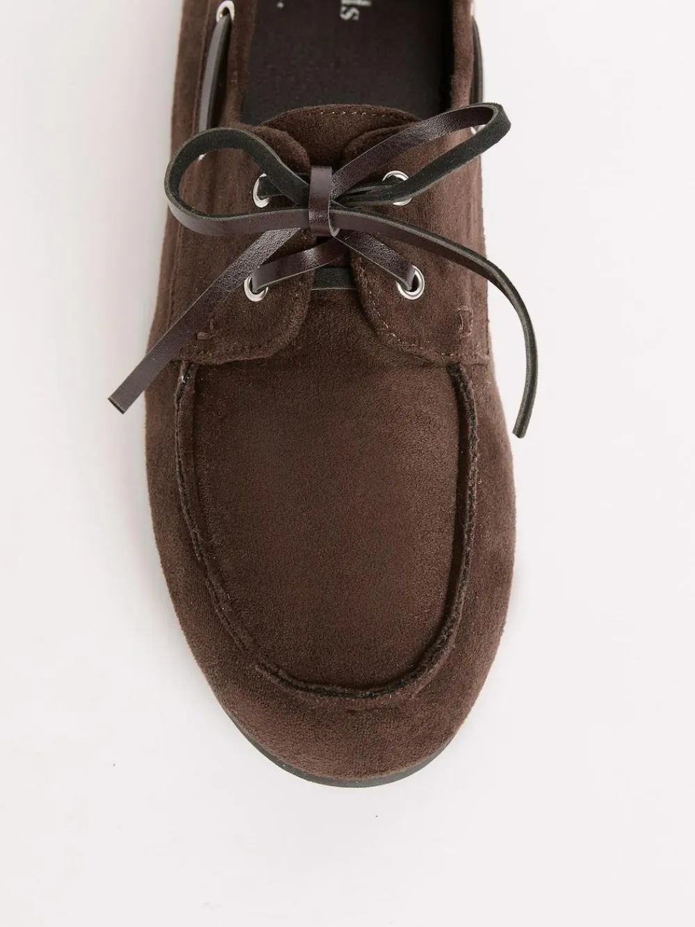 Clearance Friends Like These Slim Lace-Up Comfort Faux Suede Boat Shoe Loafers Chocolate Brown
