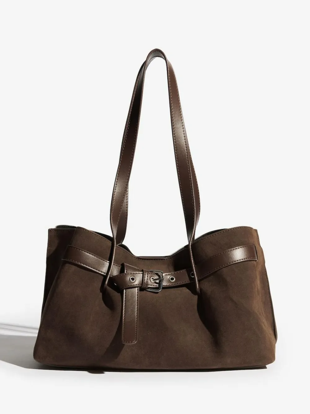 Outlet Friends Like These Chocolate Brown Faux Suede Slouch Tote Bag
