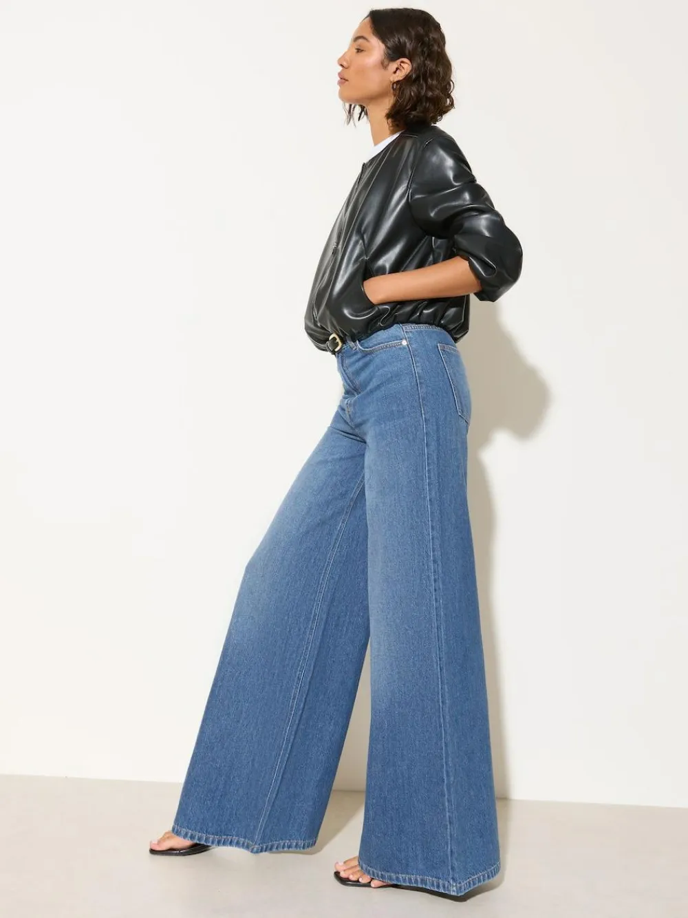 Hot Friends Like These Dark Wash Petite Wide Leg Palazzo Denim Jeans