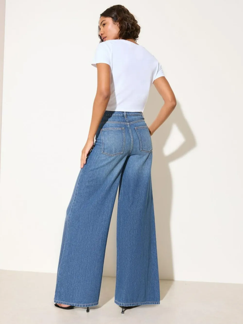 Hot Friends Like These Dark Wash Petite Wide Leg Palazzo Denim Jeans