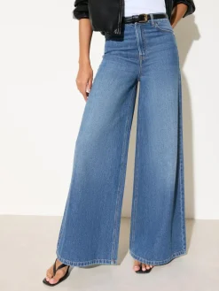 Hot Friends Like These Dark Wash Petite Wide Leg Palazzo Denim Jeans