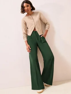New Friends Like These Adjustable Waist Premium Wide Leg Trousers Green