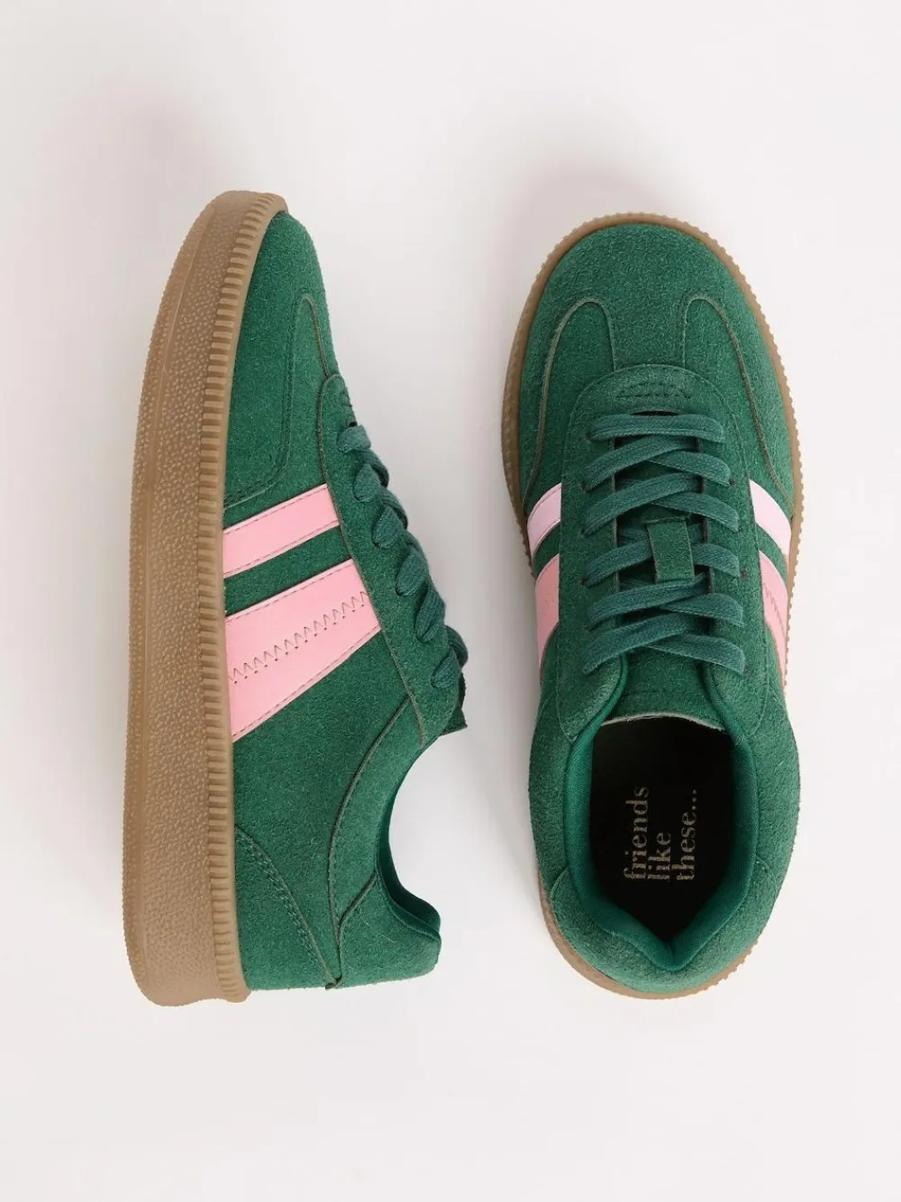 Online Friends Like These Green Standard Fit Lace Up Retro Gumsole Sports Trainers