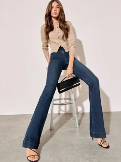 Friends Like These Inky Blue High Waist Pocket Flare Jeans^Women Jeans|Jeans