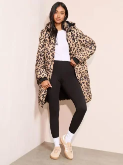 Friends Like These Leopard Printed Mid Length Puffer Coat^Women Coats & Jackets|Coats & Jackets