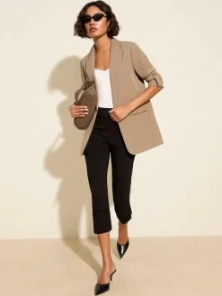 Online Friends Like These Mocha Neutral Edge to Edge Tailored Sleeve Detail Blazer