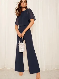 Friends Like These Chiffon Flutter Sleeve Scuba Jumpsuit^Women Occasionwear|Jumpsuits & Playsuits