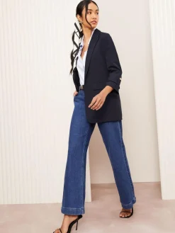 Clearance Friends Like These Navy Edge to Edge Tailored Sleeve Detail Blazer