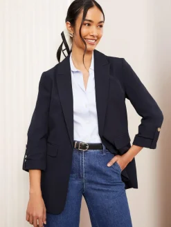 Friends Like These Petite Edge to Edge Tailored Sleeve Detail Blazer^Women Coats & Jackets|Coats & Jackets