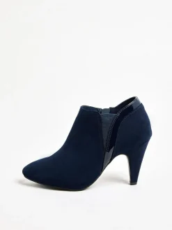 Outlet Friends Like These Standard fit Mid Heel Mix Material Ankle Boots Navy