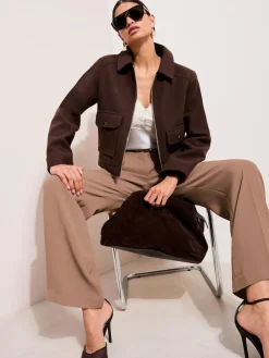 Clearance Friends Like These Neutral Latte Premium Elastic Back Tailored Wide Leg Trousers