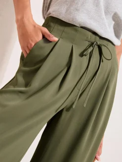 New Friends Like These Tie Waist Palazzo Trousers Olive Green