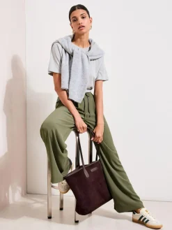 New Friends Like These Tie Waist Palazzo Trousers Olive Green