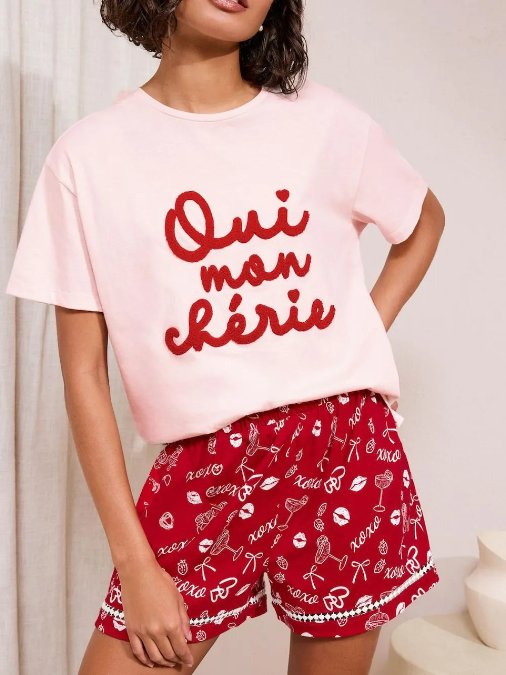 Friends Like These Pink/Red Valentines Short Set Pyjamas^Women All Night & Lounge|Pyjamas