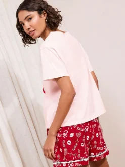 Friends Like These Pink/Red Valentines Short Set Pyjamas^Women All Night & Lounge|Pyjamas