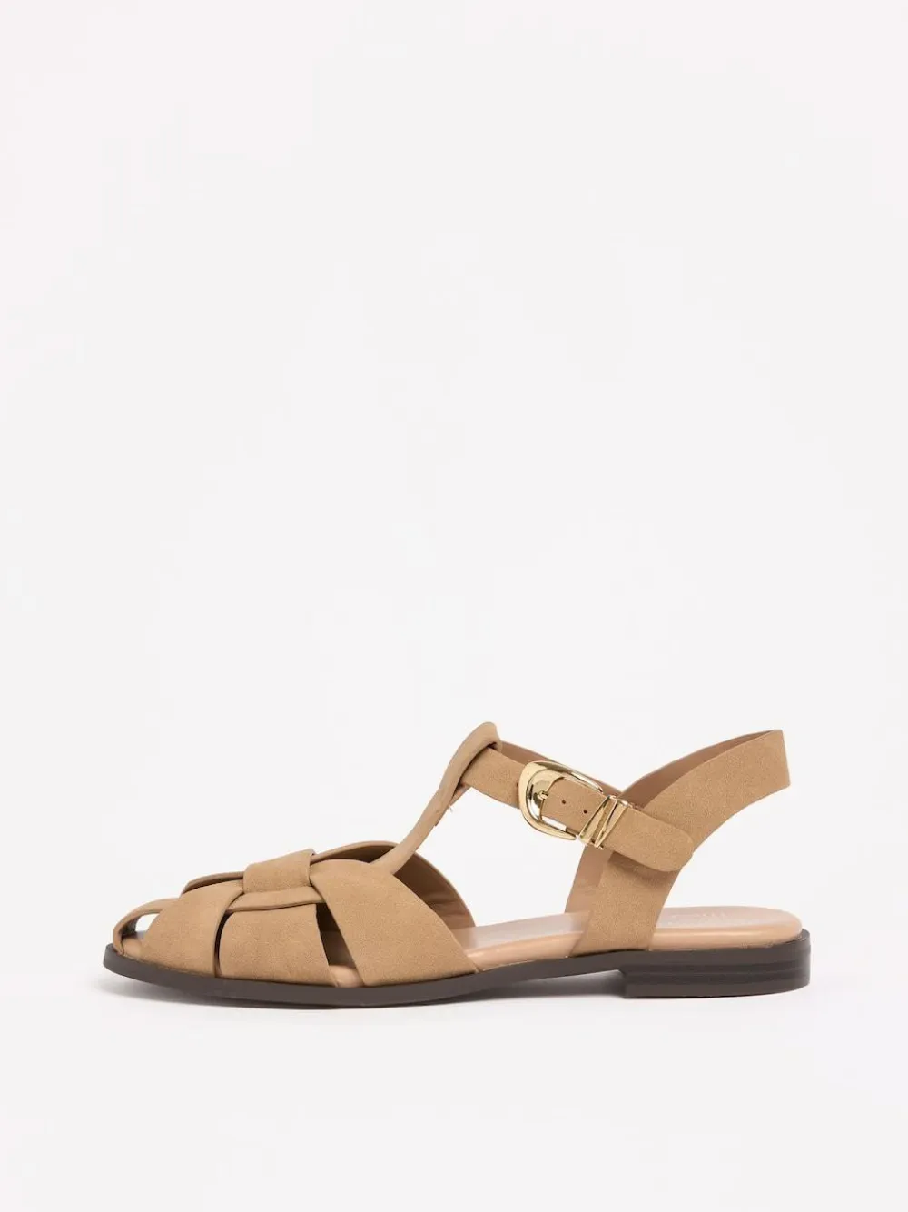 Friends Like These Taupe Faux Suede Closed Toe Flat Fisherman Casual Sandals^Women Occasionwear