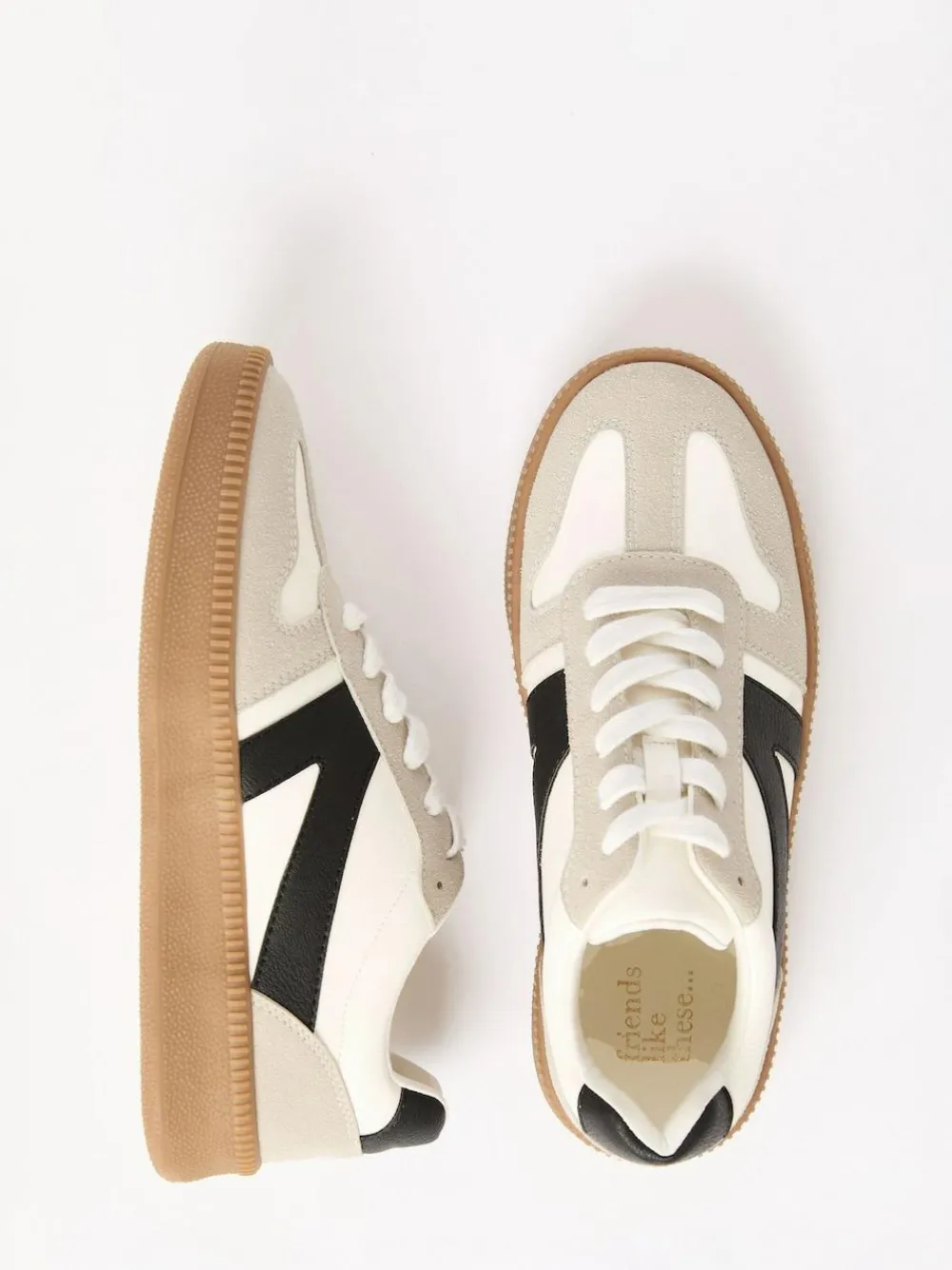 Friends Like These White Black Standard Fit Lace Up Retro Gumsole Sports Trainers^Women Sneakers