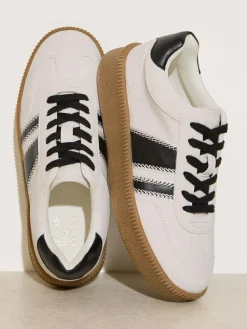 Online Friends Like These White/Black Standard Fit Lace Up Retro Gumsole Sports Trainers