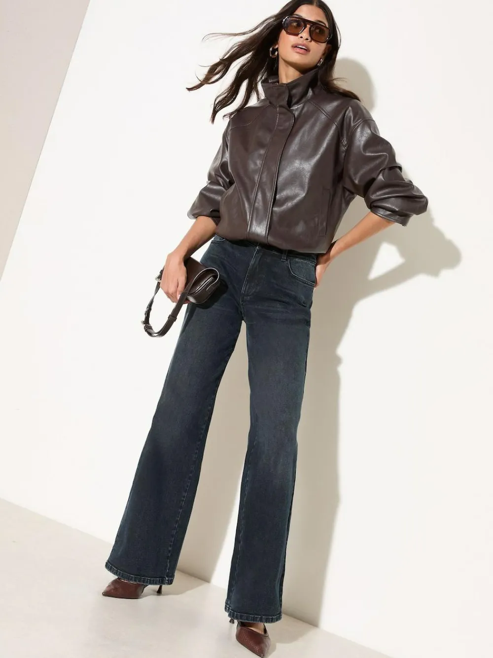 Outlet Friends Like These X Lucy Mecklenburgh Blue Black Denim Everyday Wide Leg Jeans