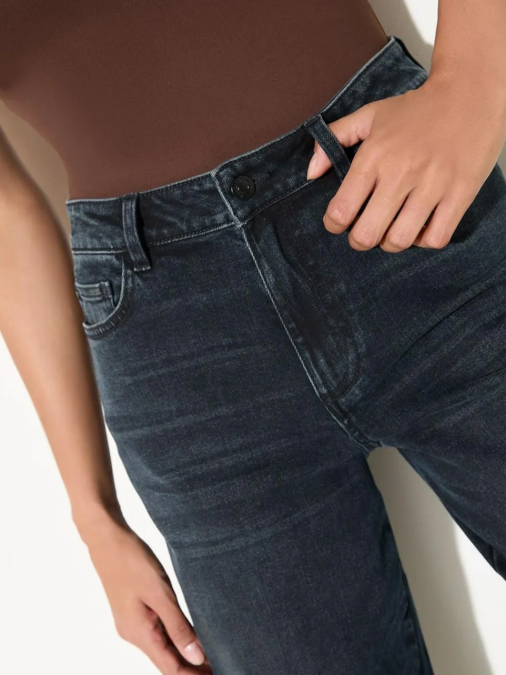 Outlet Friends Like These X Lucy Mecklenburgh Blue Black Denim Everyday Wide Leg Jeans