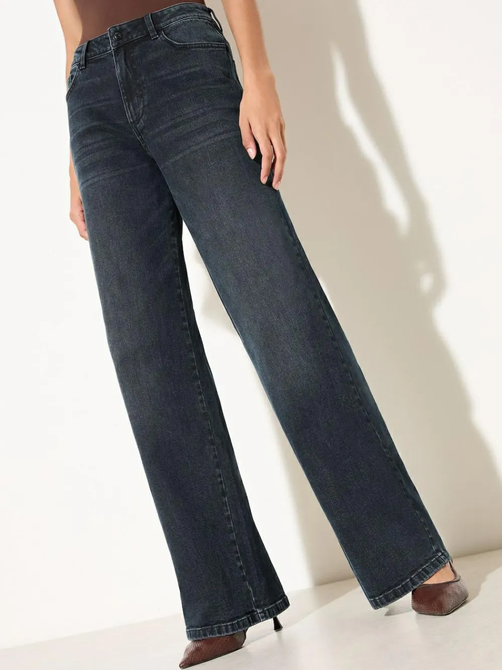 Outlet Friends Like These X Lucy Mecklenburgh Blue Black Denim Everyday Wide Leg Jeans