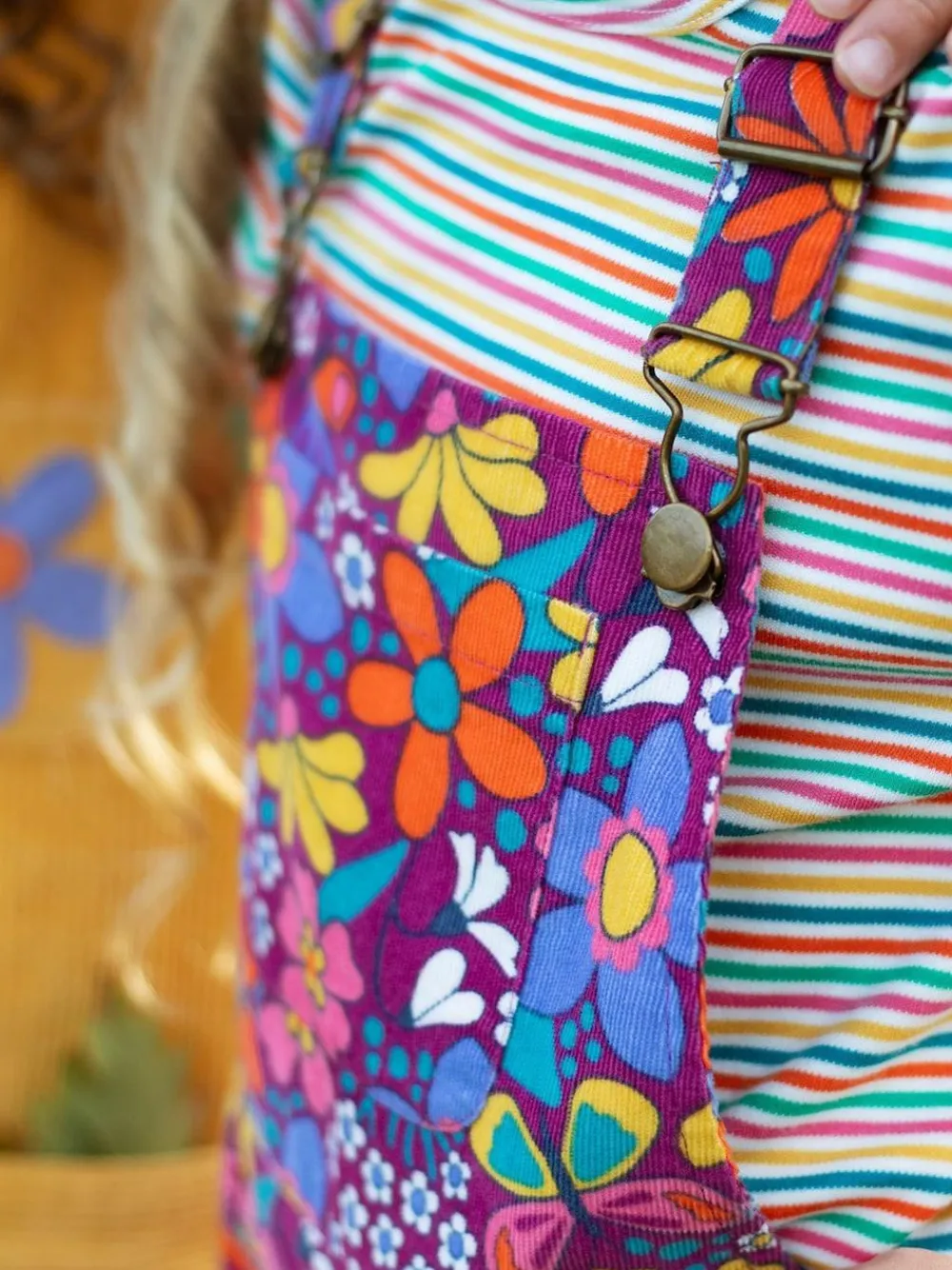 Frugi Purple Frida Flared Dungaree^ Jumpsuits & Playsuits