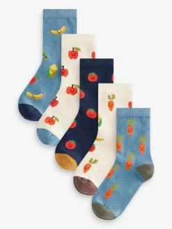 Next Fruit Vegetable Prints Character Cotton Rich Socks 5 Pack^BOY Socks & Tights|Socks & Tights