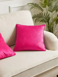Next Fuchsia Pink 43 x 43cm Matte Velvet Cushion^ Cushions & Throws