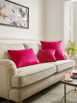 Next Fuchsia Pink 43 x 43cm Matte Velvet Cushion^ Cushions & Throws