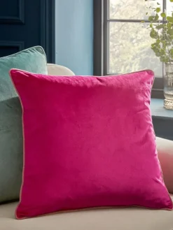 Next Fuchsia Pink Matte Velvet Contrast Pipe 50 x 50cm Cushion^ Cushions & Throws