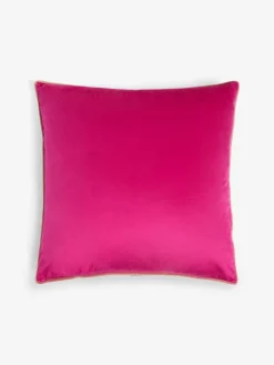Next Fuchsia Pink Matte Velvet Contrast Pipe 50 x 50cm Cushion^ Cushions & Throws