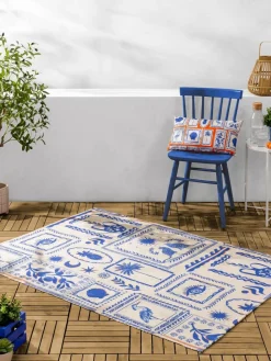 Furn Blue Frieze Abstract Outdoor/Indoor Washable Rug^ Rugs & Runners