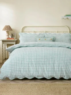 Furn Blue Scalloped Edge Gingham Duvet Set^ Bedsets & Duvet Covers|Branded Bedlinen