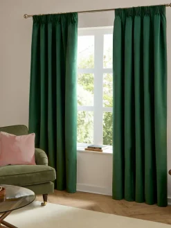 Outlet Furn Emerald The Ultimate Velvet 100 Blackout Thermal Pencil Lined Pleat Curtains